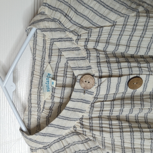 Sundance cotton crinkle short sleeve button down blouse size XS - Picture 3 of 8